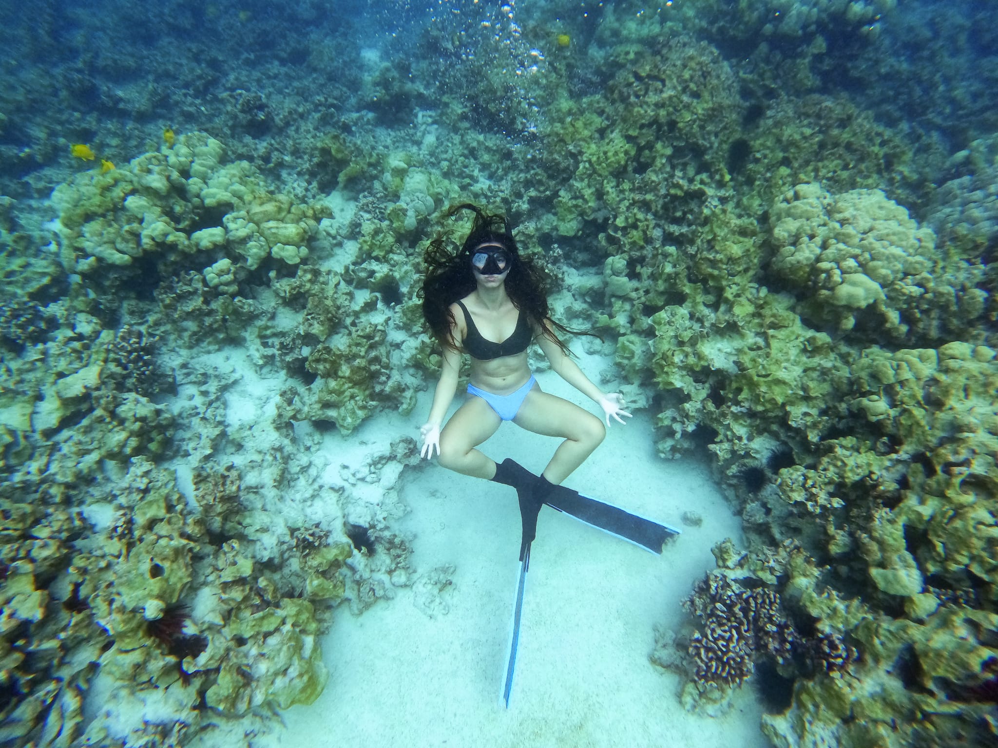 woman snorkeling underwater